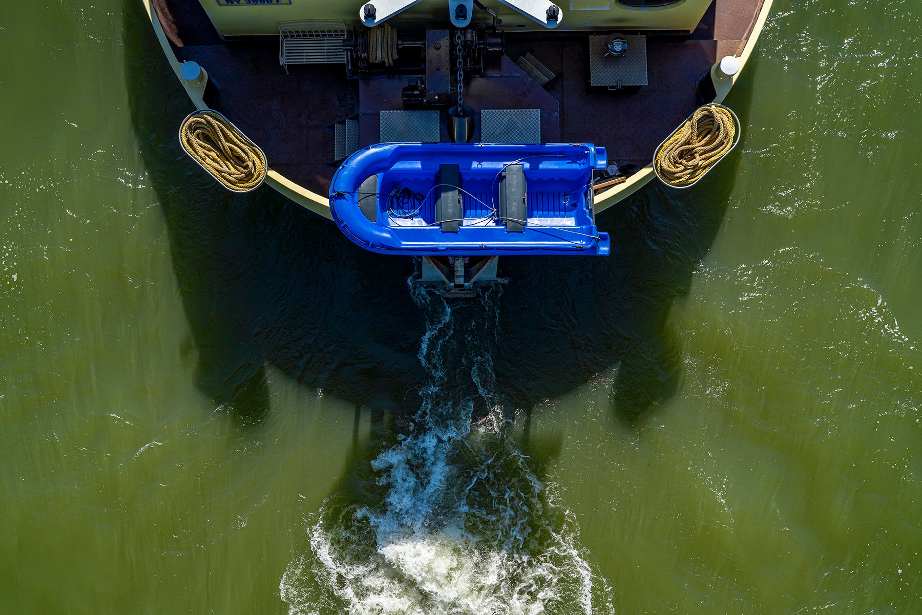 A barge on the Rhine River in Cologne