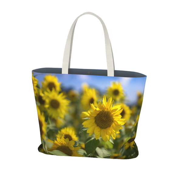 Canvas market tote with sunflower design