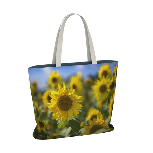 Canvas market tote with sunflower design