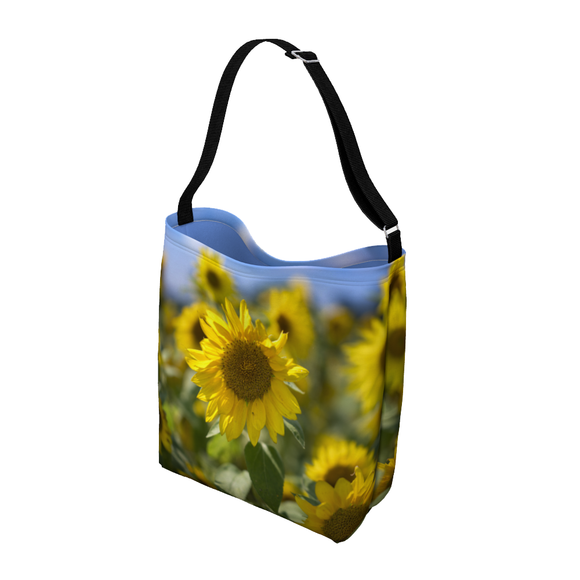 Shoulder tote bag with sunflower design