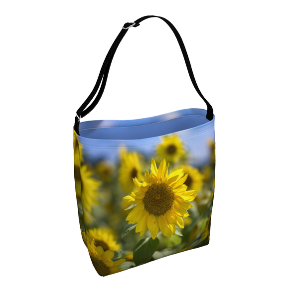 Shoulder tote bag with sunflower design