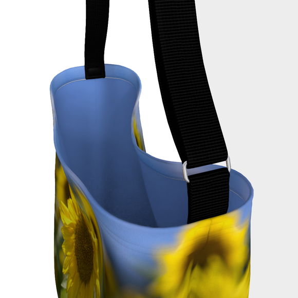 Shoulder tote bag with sunflower design