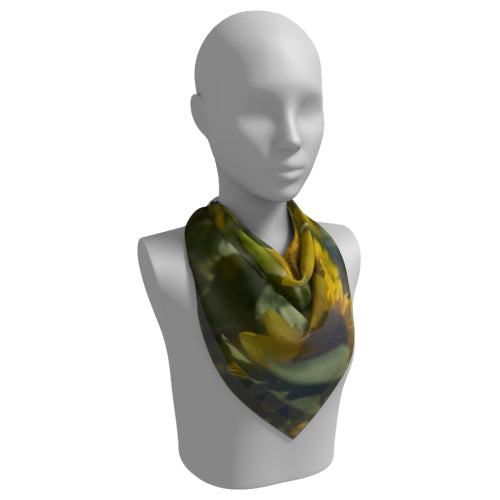 Square scarf with sunflower design