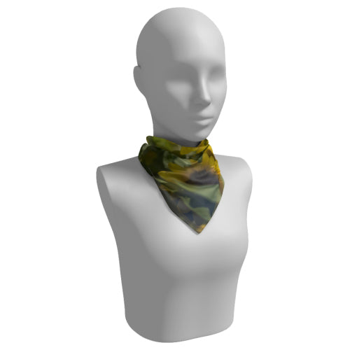 Square scarf with sunflower design