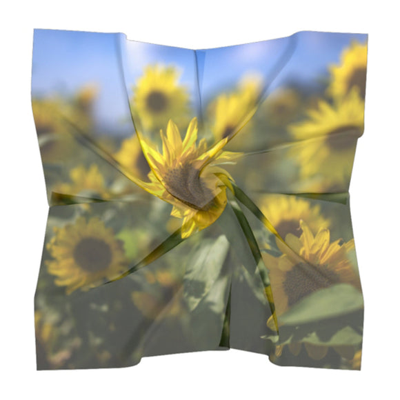 Square scarf with sunflower design