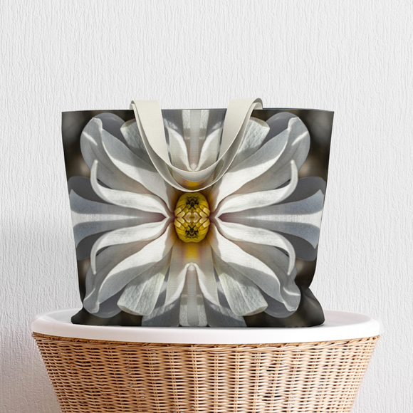 Canvas Market Tote with Star Magnolia design