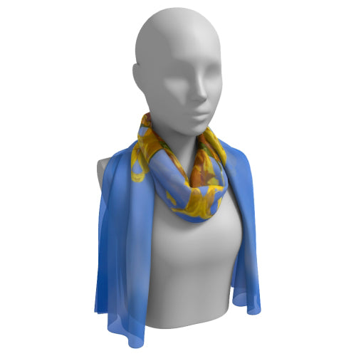 Long scarf with sunflower design