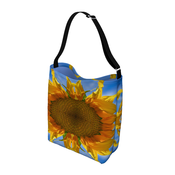 Shoulder tote with sunflower design