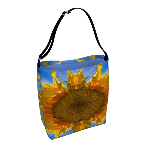 Shoulder tote with sunflower design