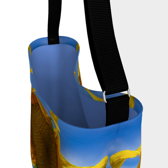 Shoulder tote with sunflower design