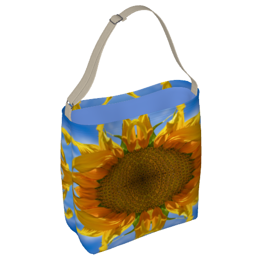 Shoulder tote with sunflower design