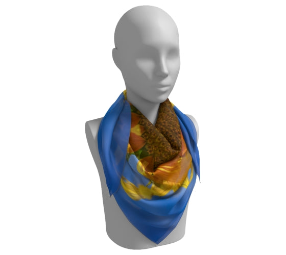 Square scarf wtih sunflower design