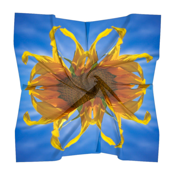 Square scarf wtih sunflower design