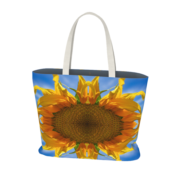 Canvas tote bag with sunflower design