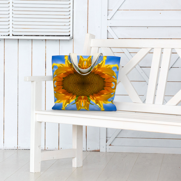 Canvas tote bag with sunflower design