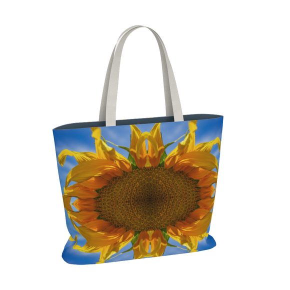 Canvas tote bag with sunflower design