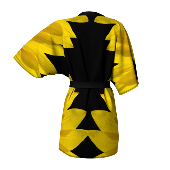 Kimono robe with sunflower design