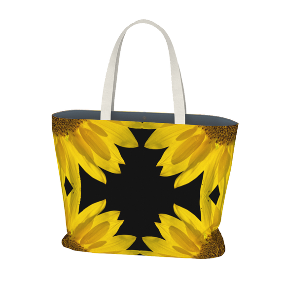 Canvas tote bag with sunflower design