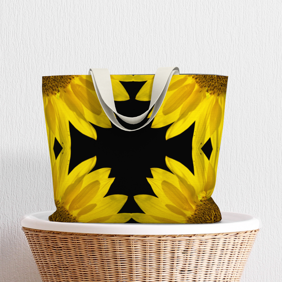 Canvas tote bag with sunflower design