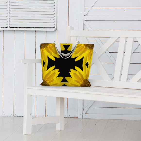 Canvas tote bag with sunflower design