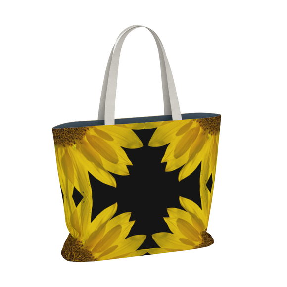 Canvas tote bag with sunflower design