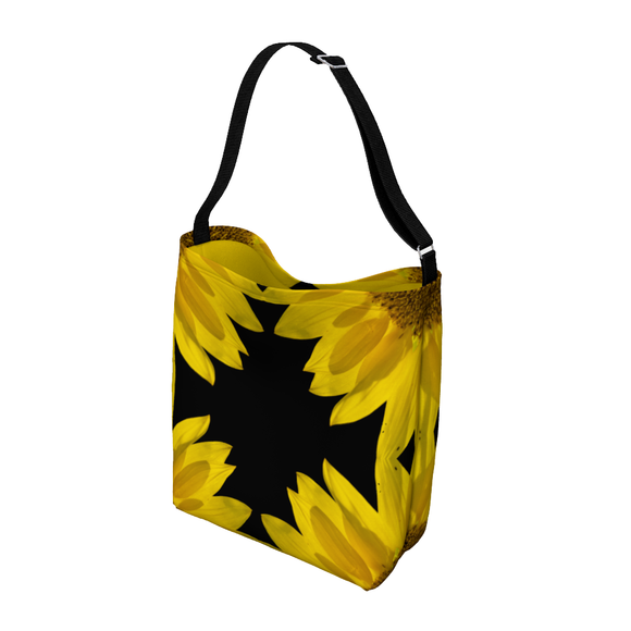 Shoulder tote bag with sunflower design