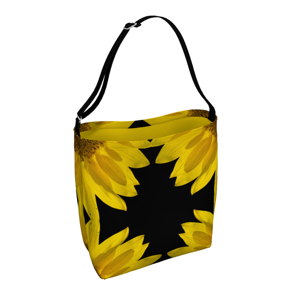 Shoulder tote bag with sunflower design