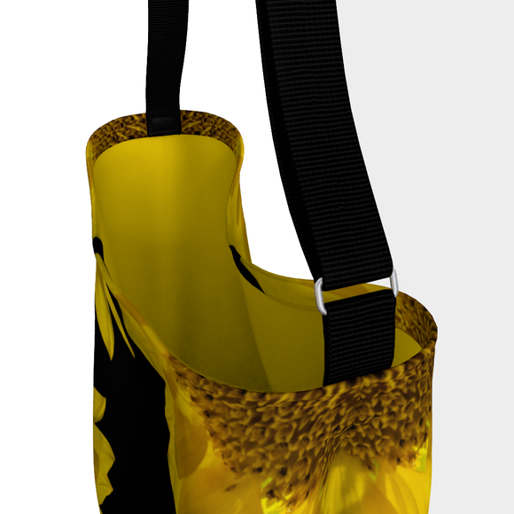 Shoulder tote bag with sunflower design