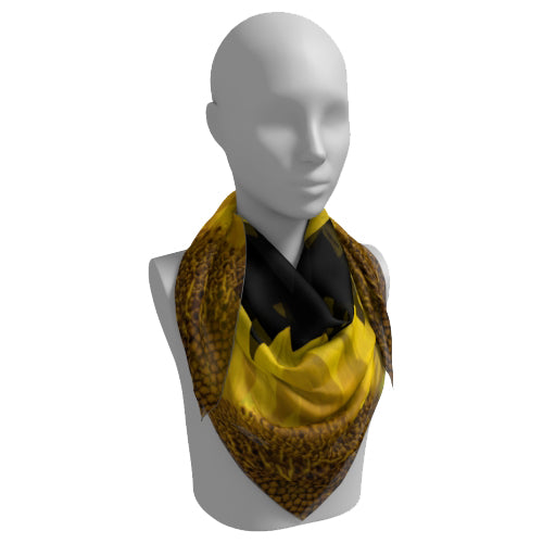 Square scarf with sunflower design