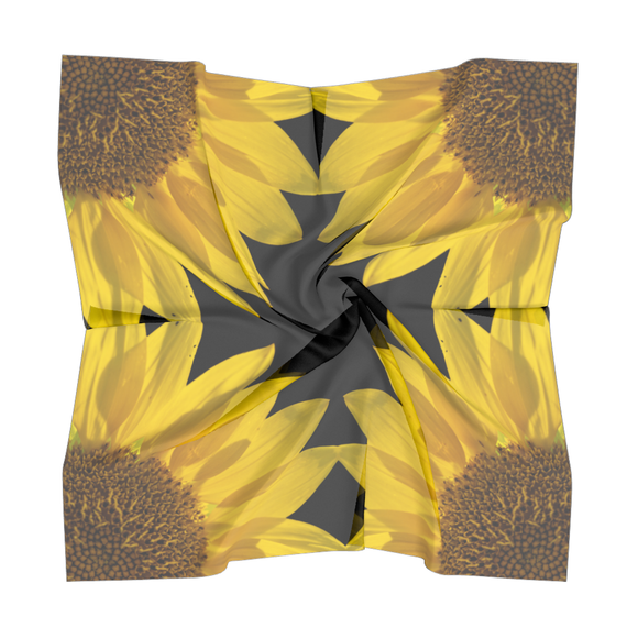 Square scarf with sunflower design