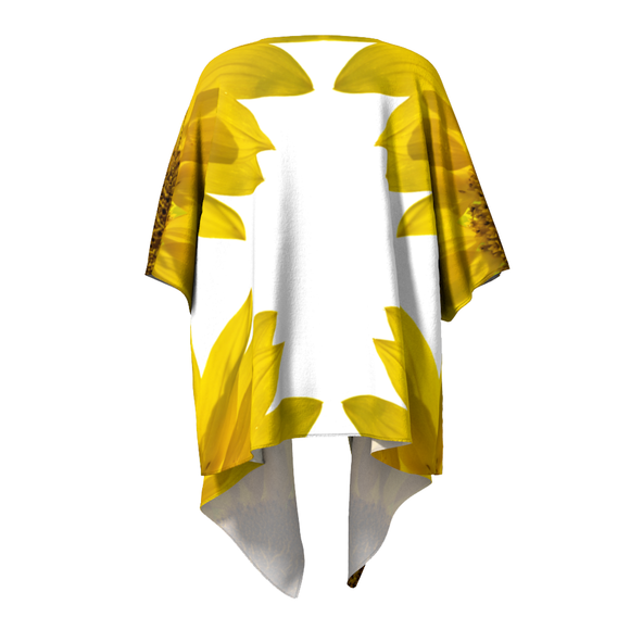 Draped kimono with sunflower design