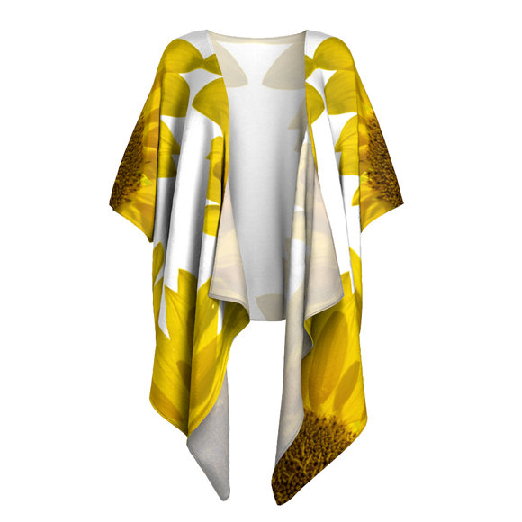 Draped kimono with sunflower design