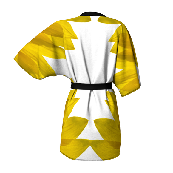 Kimono robe with sunflower design