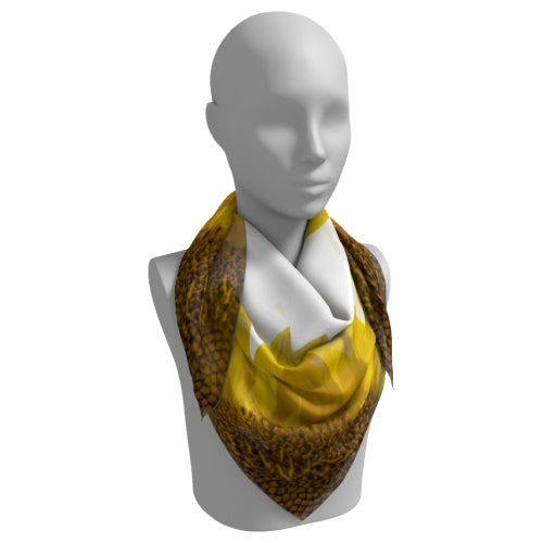 Square scarf with sunflower design