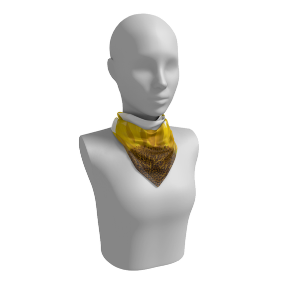 Square scarf with sunflower design