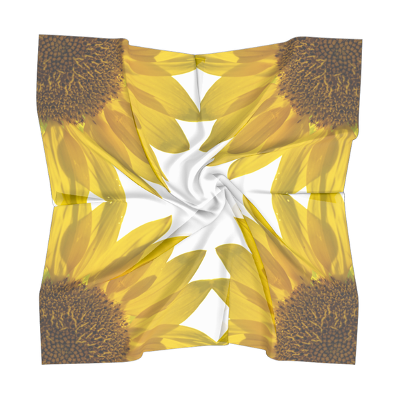 Square scarf with sunflower design