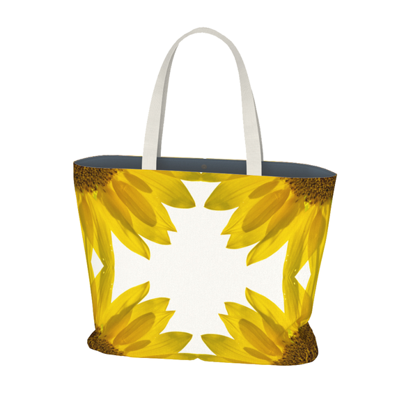 Canvas market tote bag with sunflower design