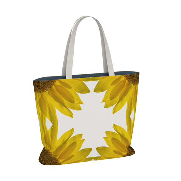 Canvas market tote bag with sunflower design