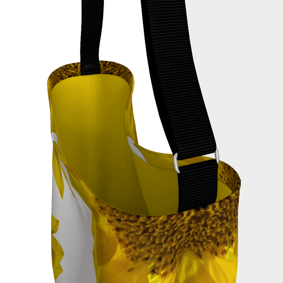 Shoulder tote with sunflower design