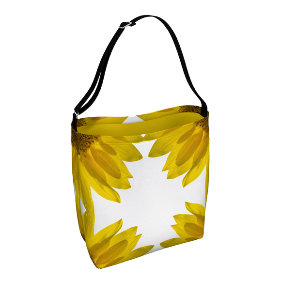 Shoulder tote with sunflower design