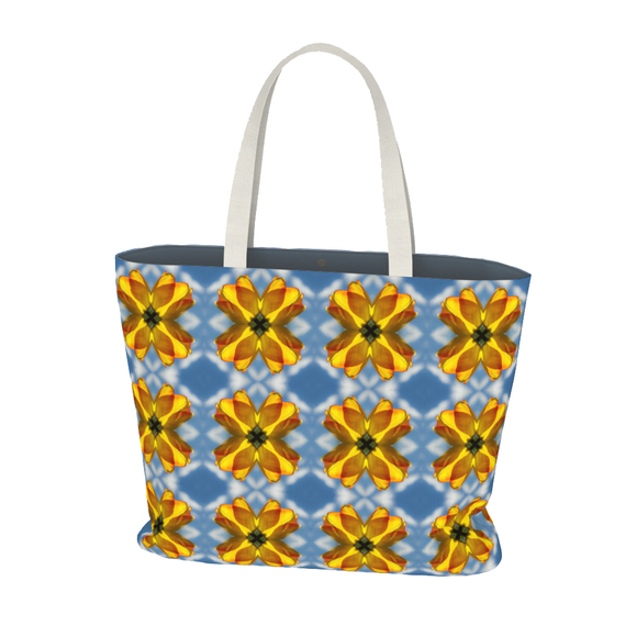 Canvas Market Tote with tulip design