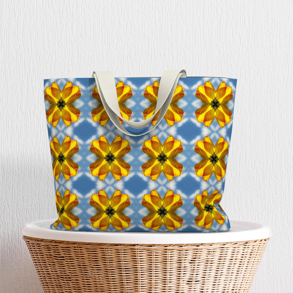 Canvas Market Tote with tulip design