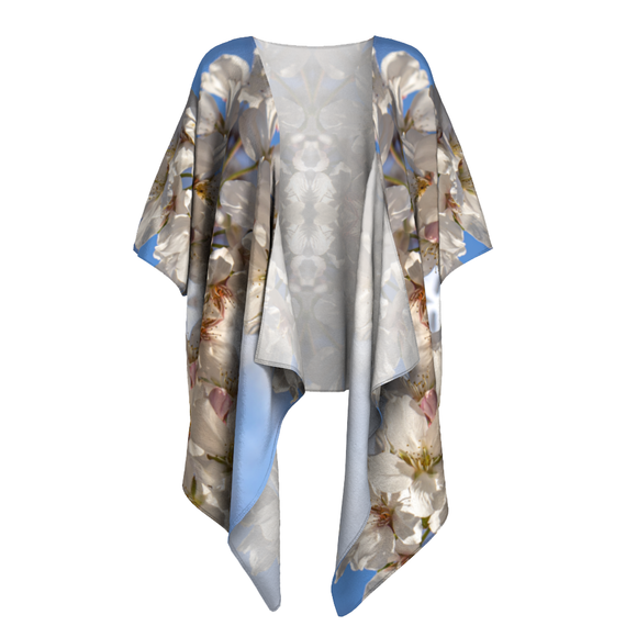 Draped kimono with cherry blossom design