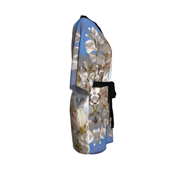 White Cherry Blossom - Kimono Art Robe