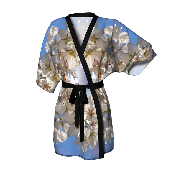 White Cherry Blossom - Kimono Art Robe