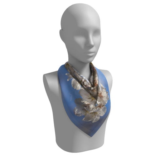 Square scarf with cherry blossom design