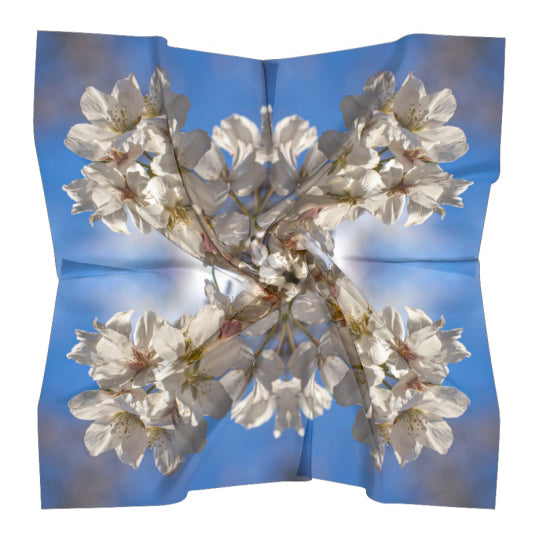 Square scarf with cherry blossom design