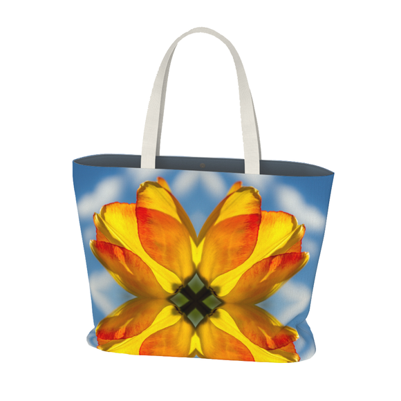 Canvas market tote with tulip design