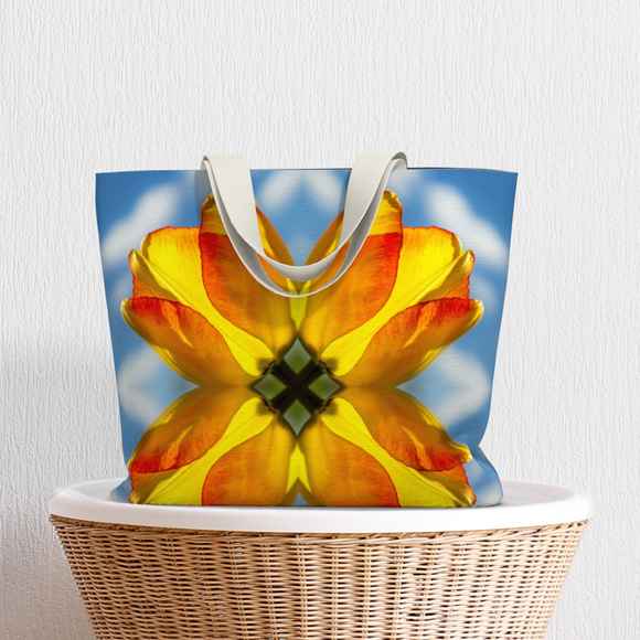 Canvas market tote with tulip design