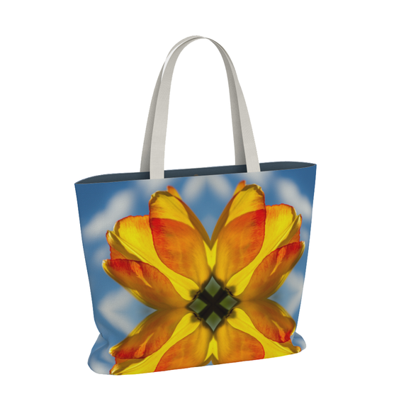 Canvas market tote with tulip design